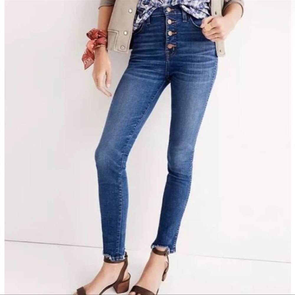 Madewell 10" High Rise Skinny Raw Chewed Hem Jeans, Size 28